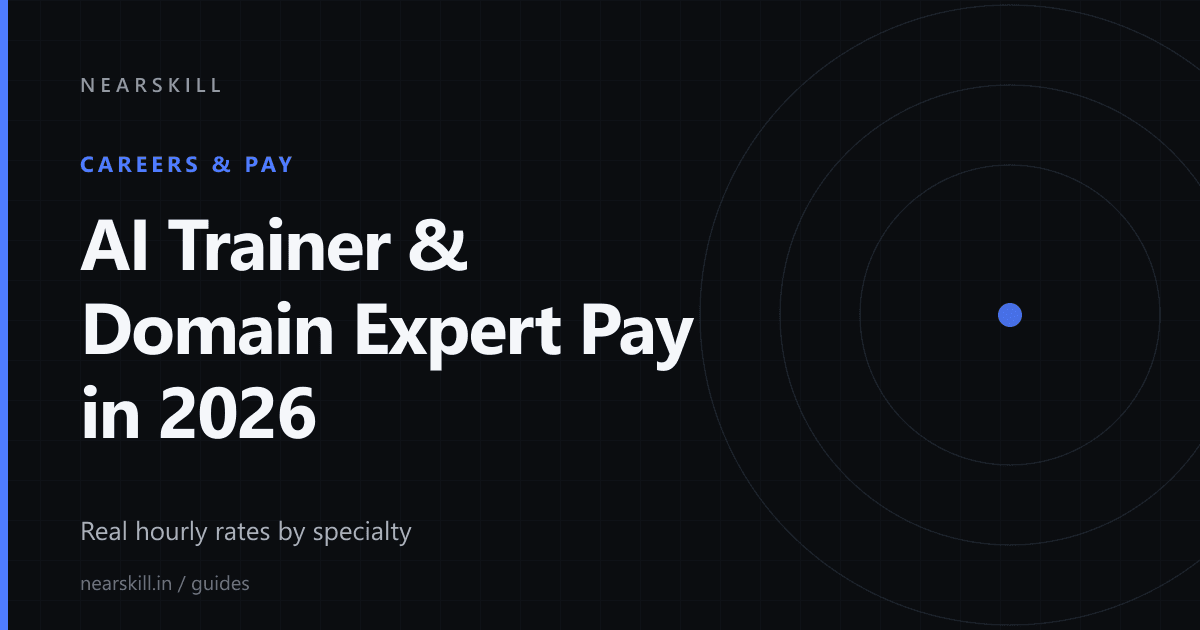 Cover of the NearSkill guide to AI trainer and domain expert pay by specialty