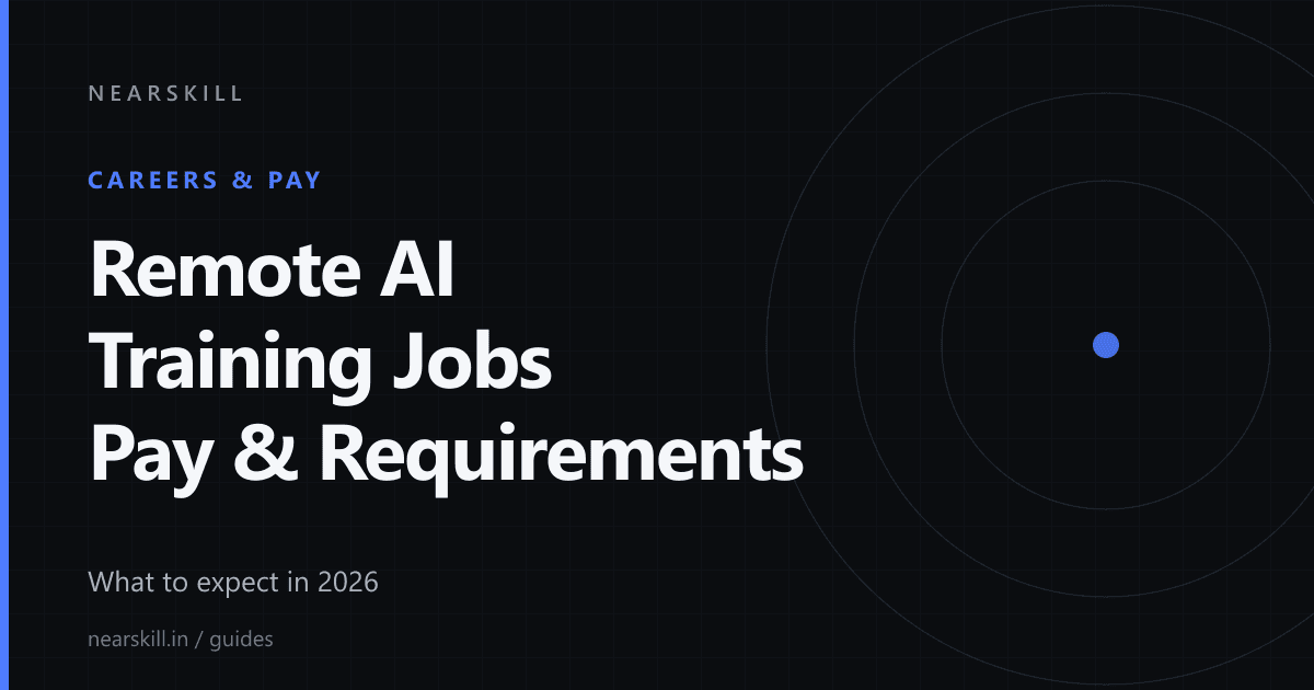 Cover of the NearSkill guide to remote AI training jobs, pay, and requirements