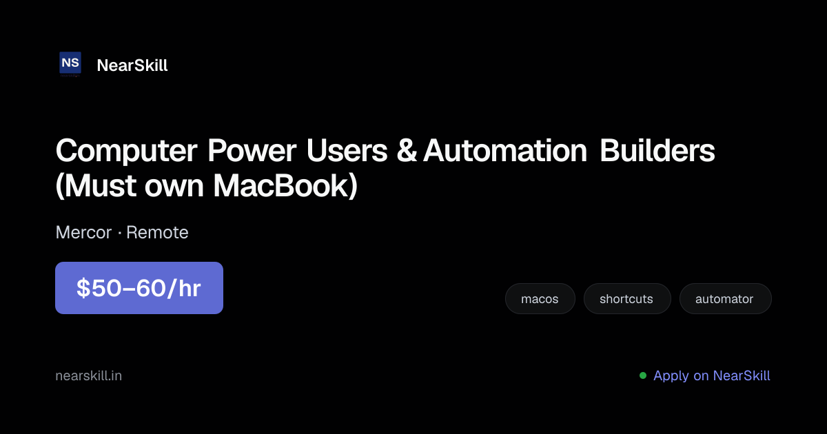 Computer Power Users & Automation Builders (Must… | $50–60/hr | Remote ...