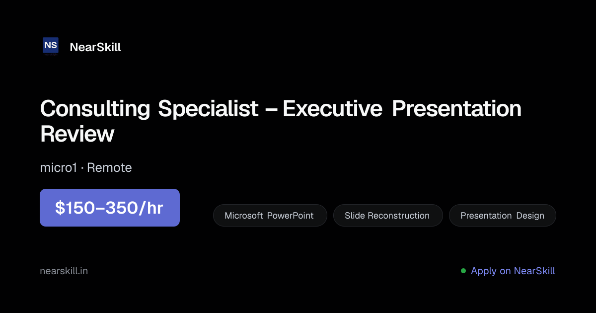 Consulting Specialist – Executive Presentation… | $150–350/hr | Remote ...