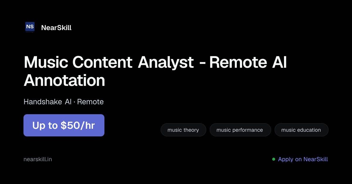Music Content Analyst - Remote AI Annotation | Up to $50/hr | Remote ...