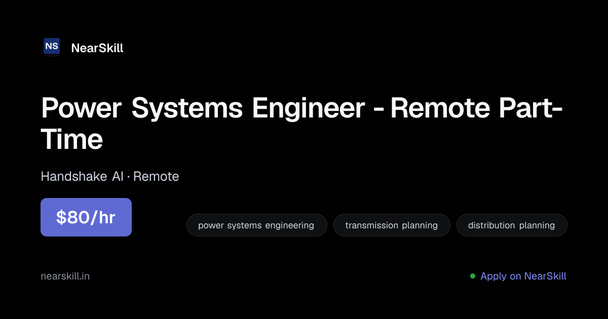 Power Systems Engineer - Remote Part-Time | NearSkill