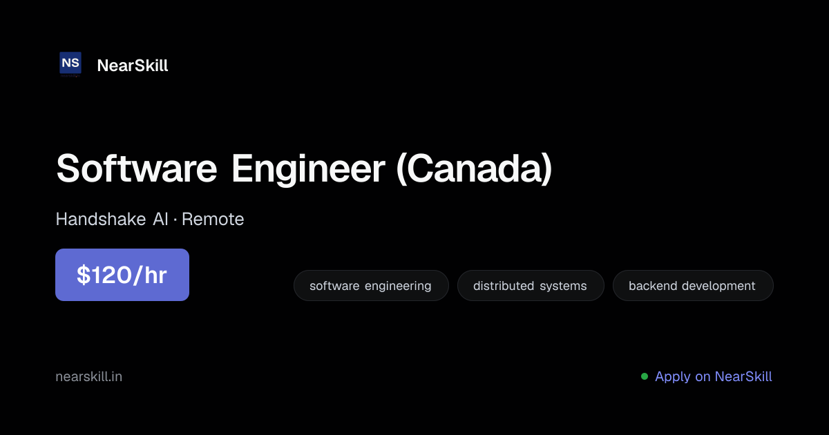 Software Engineer (Canada) | $120/hr | Remote – NearSkill